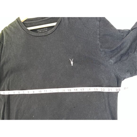 AllSaints Black Embroidered Logo Relaxed Fit100% Cotton T-Shirt Men's Size XXL - Picture 4 of 7